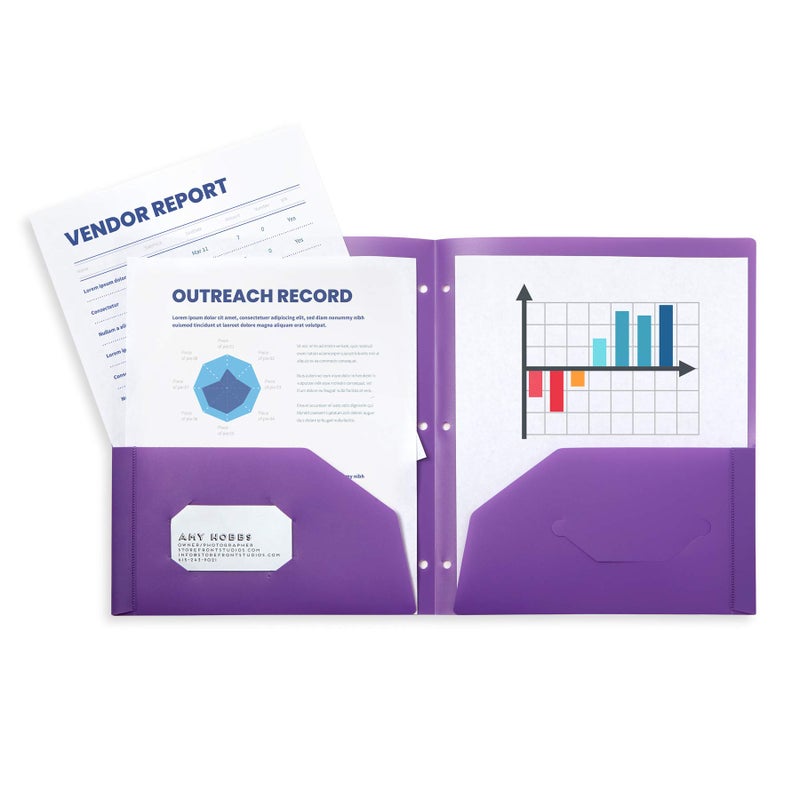 Blue Summit Supplies Plastic Folders with Pockets, Reinforced Corners, Durable 2 Pocket Folder with Corner Flaps Inside to Hold Papers in Place, Assorted Color Pocket Folders, 6 Pack - Image 2